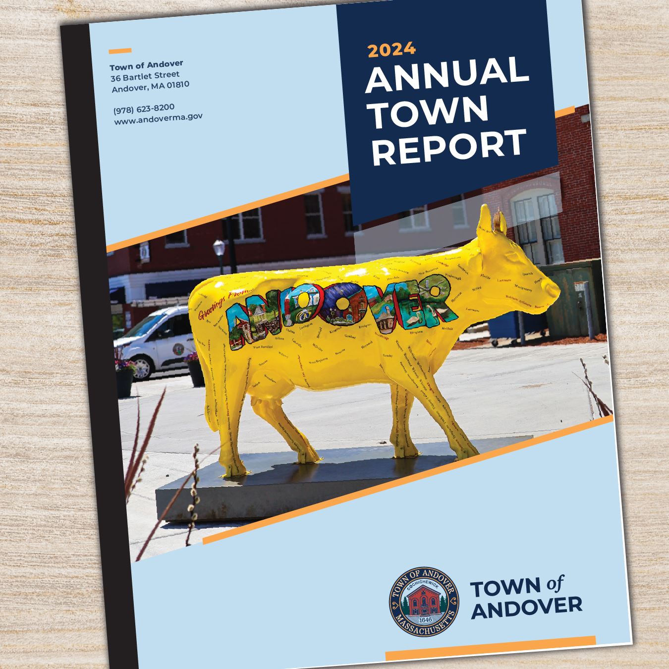 The 2024 Andover Annual Town Report on a desk